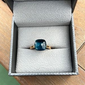 Pomellato Rose Gold London Blue Topaz Nudo Classic Ring Size 51 (approx size 6)